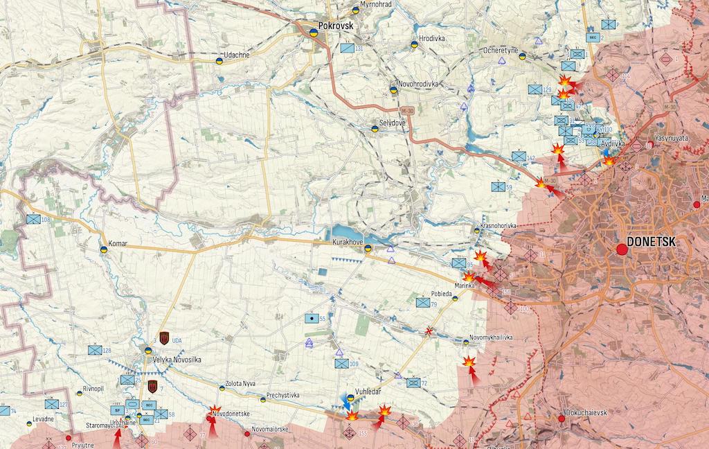 Генштаб: Росія наступає від Куп'янська до Роботиного, запеклі бої навколо Донецька — карта