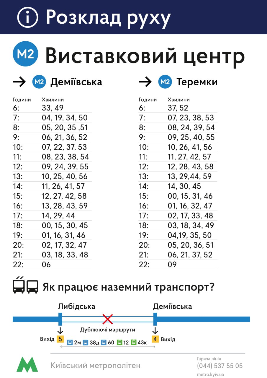 Новий розклад метро Теремки-Деміївська: як тепер курсуватимуть поїзди