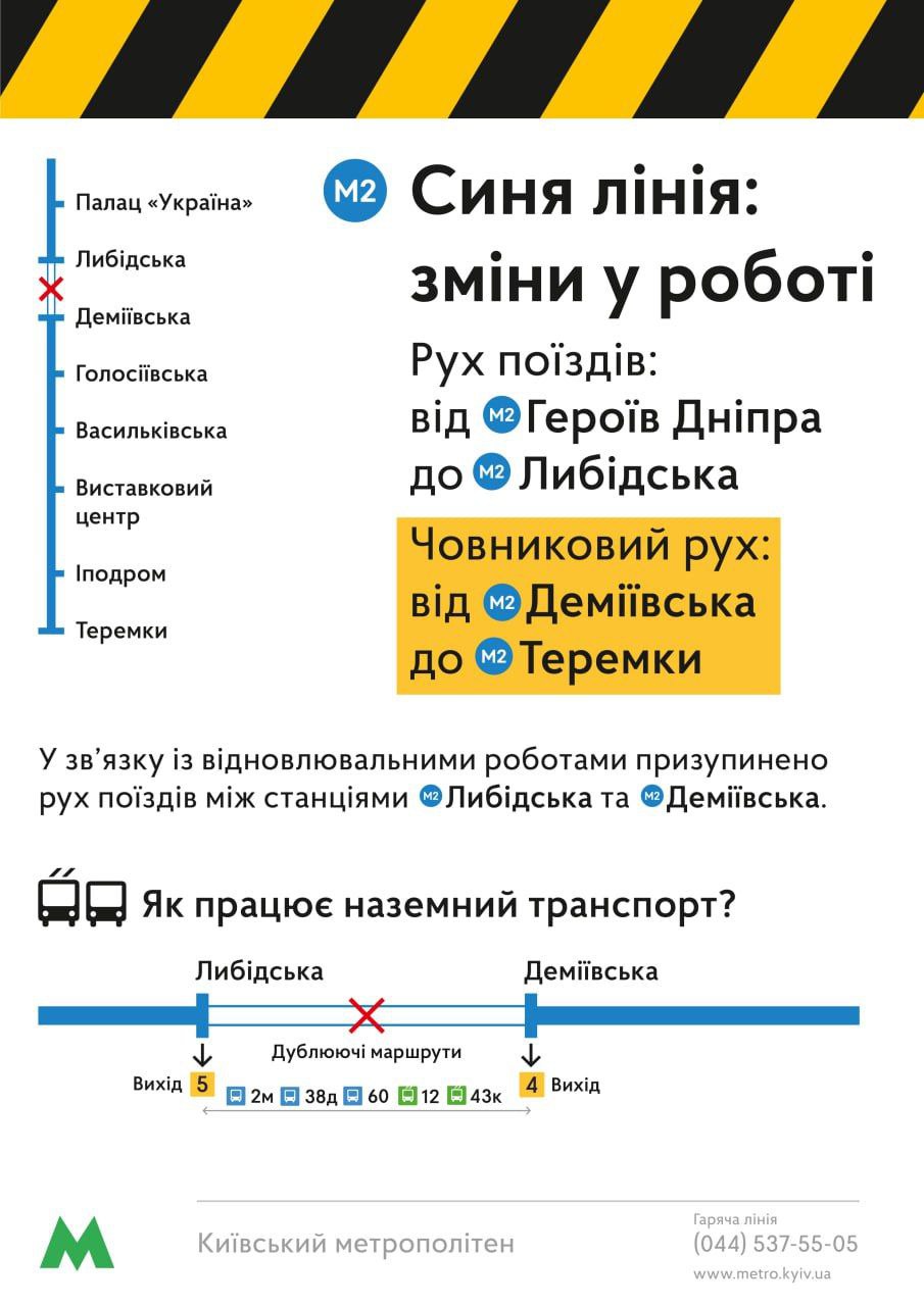 Новий розклад метро Теремки-Деміївська: як тепер курсуватимуть поїзди