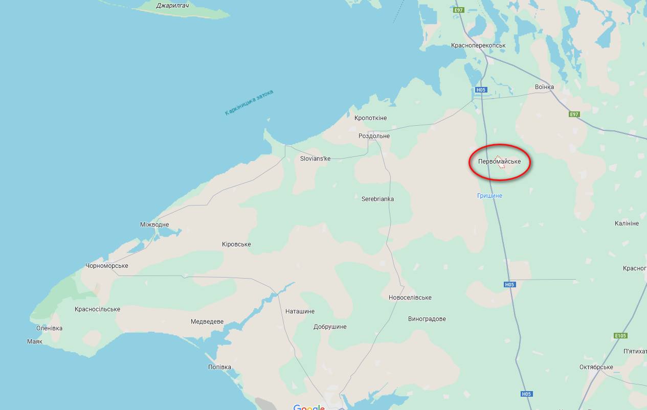 Первомайське у Криму (Google Maps)