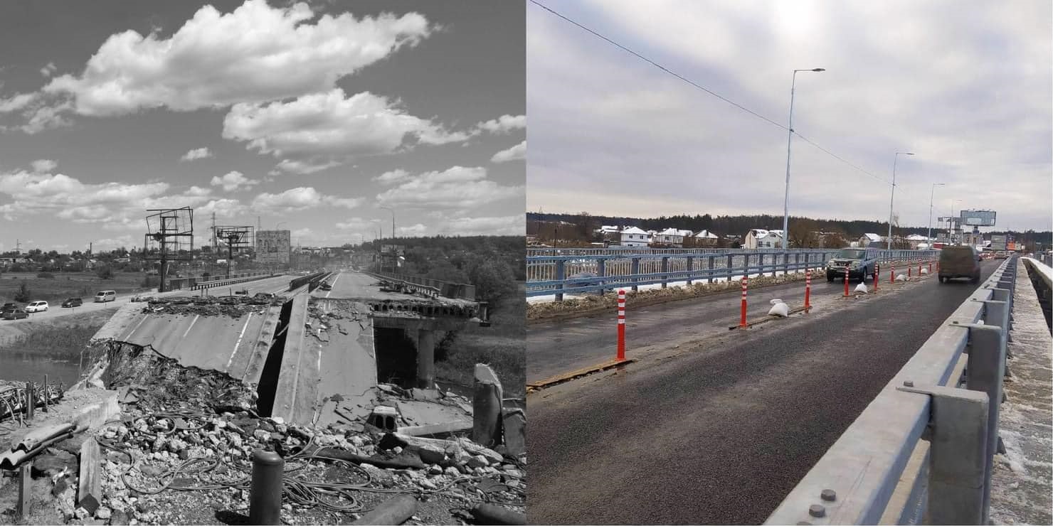 Под Киевом открыли проезд через восстановленный Гостомельский мост в Бучу – фото